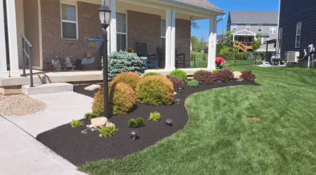 Mulch installation on a small property